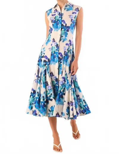 Misa Charlotte Midi Dress In Blurred Bouquet In Blue