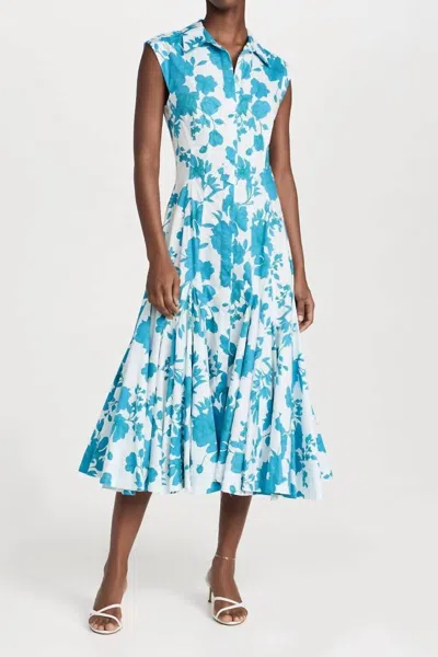 Misa Charlotte Midi Dress In Turquoise Floral In Blue