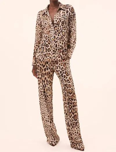 Misa Cher Straight Leg Pant In Leopard Print In Animal Print