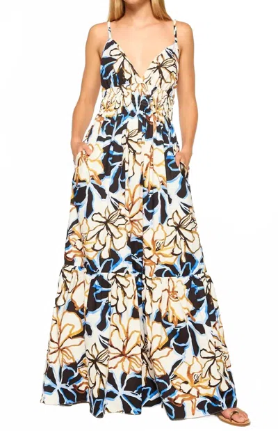 Misa Cintra Maxi Dress In Bold Blooms Cotton In Multi
