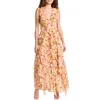 Misa Claudita Floral Chiffon Ruffle Maxi Dress In Multi