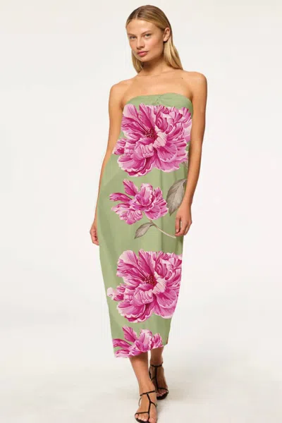 Misa Clea Dress In Pistachio Peony In Transparent