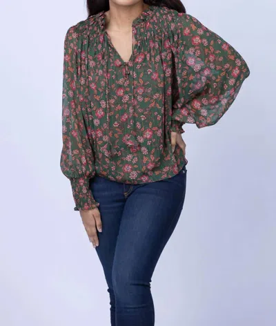 Misa Clio Top In Evergreen Bloom In Multi