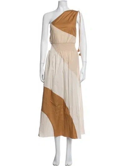Pre-owned Misa Colorblock Pattern Long Dress In Neutrals