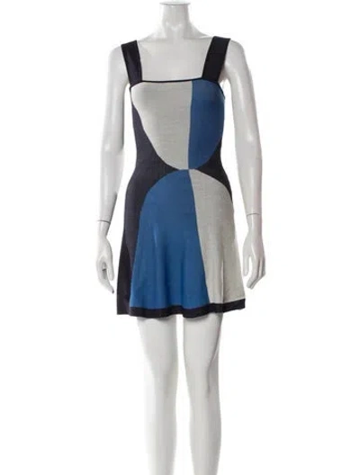 Pre-owned Misa Colorblock Pattern Mini Dress In Blue
