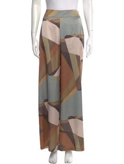 Pre-owned Misa Colorblock Pattern Wide Leg Pants W/ Tags In Brown
