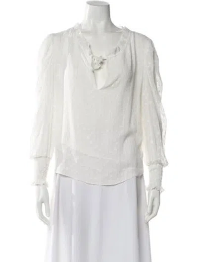 Pre-owned Misa Cowl Neck Long Sleeve Blouse In White