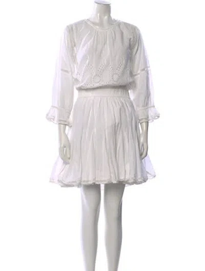 Pre-owned Misa Crew Neck Knee-length Dress In White