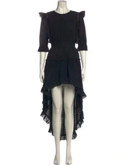 Pre-owned Misa Crew Neck Long Dress In Black