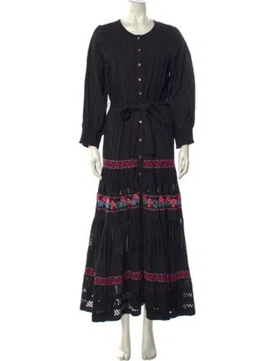 Pre-owned Misa Crew Neck Long Dress In Black