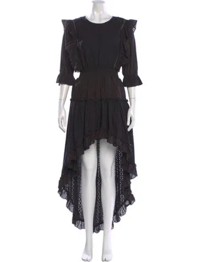 Pre-owned Misa Crew Neck Long Dress In Black