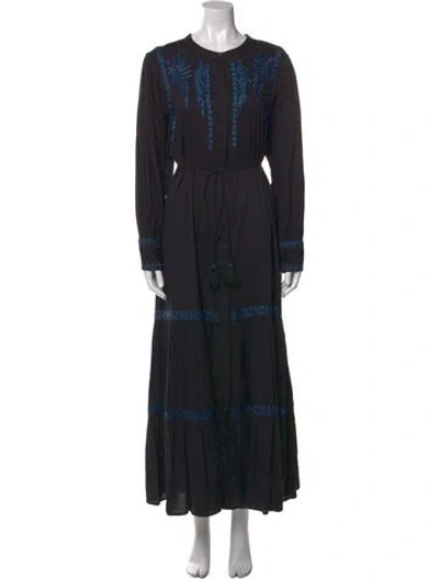 Pre-owned Misa Crew Neck Long Dress In Blue