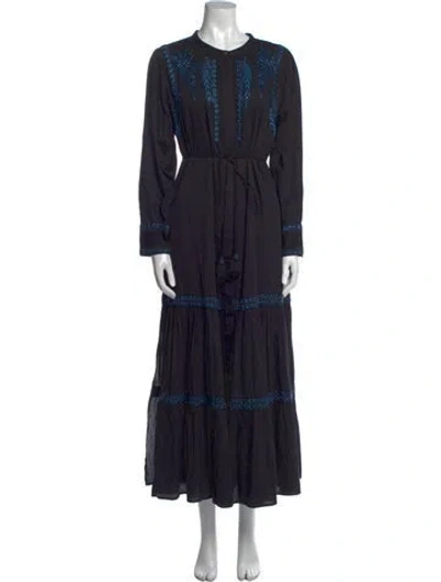 Pre-owned Misa Crew Neck Long Dress In Blue