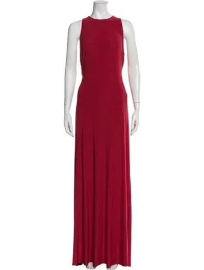 Pre-owned Misa Crew Neck Long Dress In Red