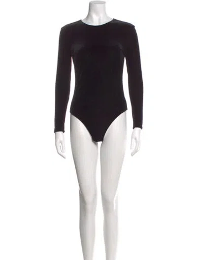 Pre-owned Misa Crew Neck Long Sleeve Bodysuit In Purple