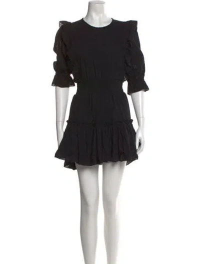 Pre-owned Misa Crew Neck Mini Dress In Black