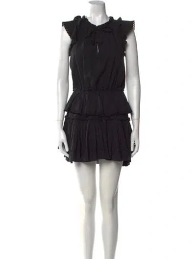 Pre-owned Misa Crew Neck Mini Dress In Black