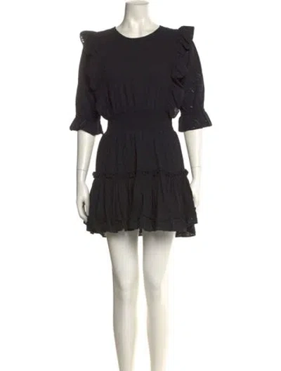Pre-owned Misa Crew Neck Mini Dress In Black
