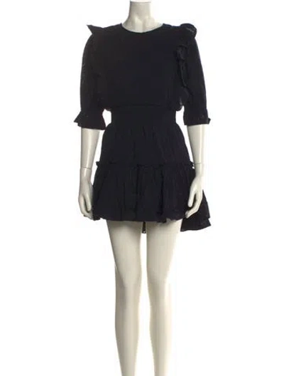Pre-owned Misa Crew Neck Mini Dress In Black