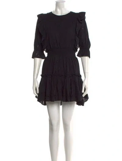 Pre-owned Misa Crew Neck Mini Dress In Black
