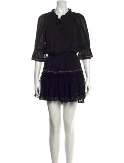 Pre-owned Misa Crew Neck Mini Dress In Black