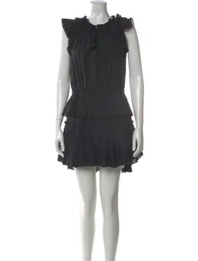 Pre-owned Misa Crew Neck Mini Dress In Black