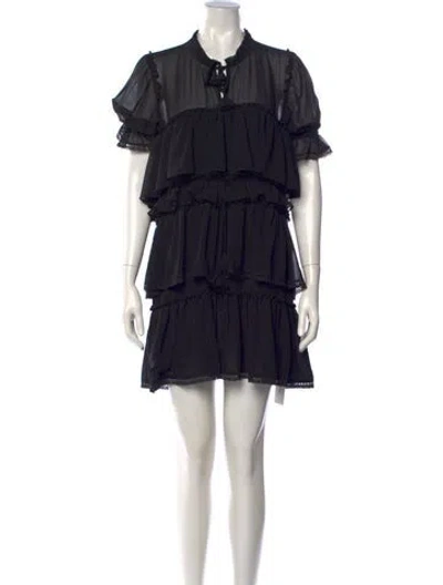 Pre-owned Misa Crew Neck Mini Dress In Black