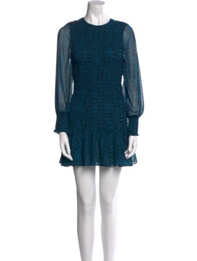 Pre-owned Misa Crew Neck Mini Dress In Blue