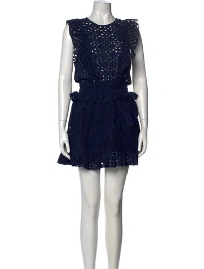 Pre-owned Misa Crew Neck Mini Dress In Blue