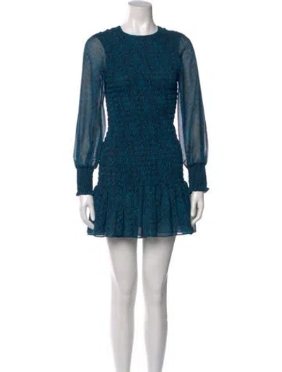 Pre-owned Misa Crew Neck Mini Dress In Blue
