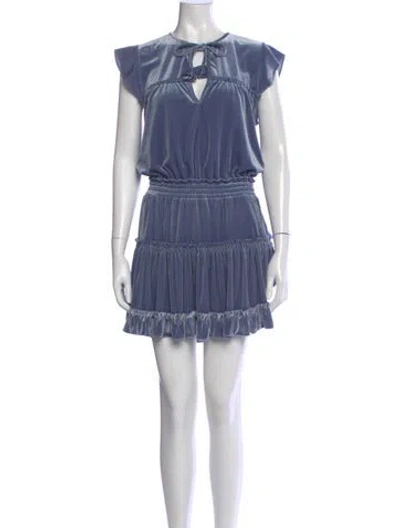Pre-owned Misa Crew Neck Mini Dress In Blue