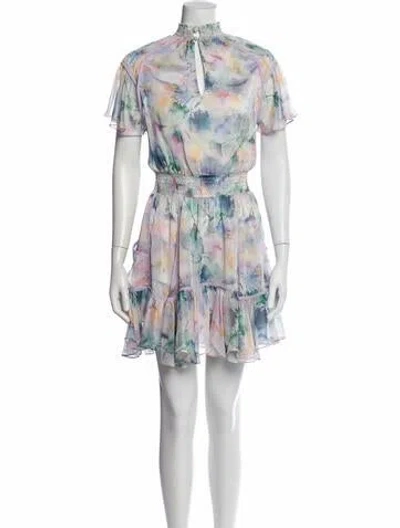 Pre-owned Misa Crew Neck Mini Dress In Blue