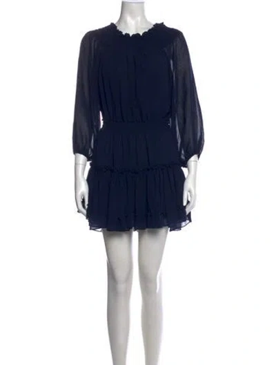 Pre-owned Misa Crew Neck Mini Dress In Blue
