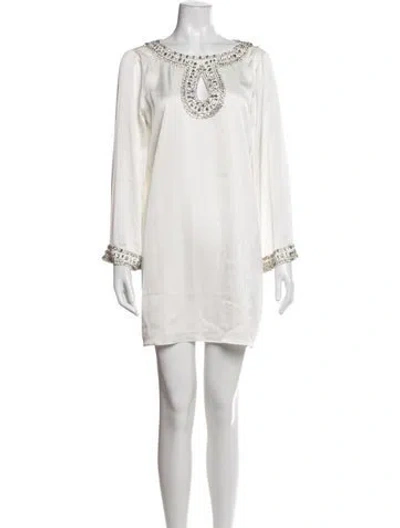Pre-owned Misa Crew Neck Mini Dress In Neutrals