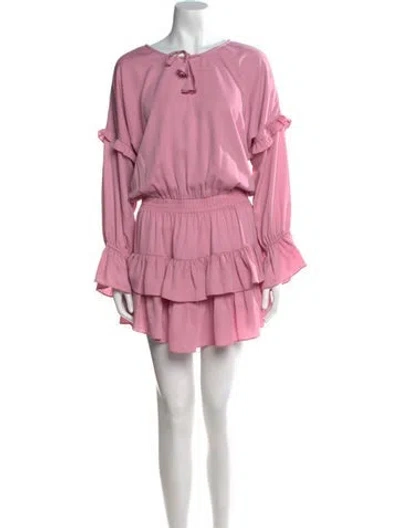 Pre-owned Misa Crew Neck Mini Dress In Pink