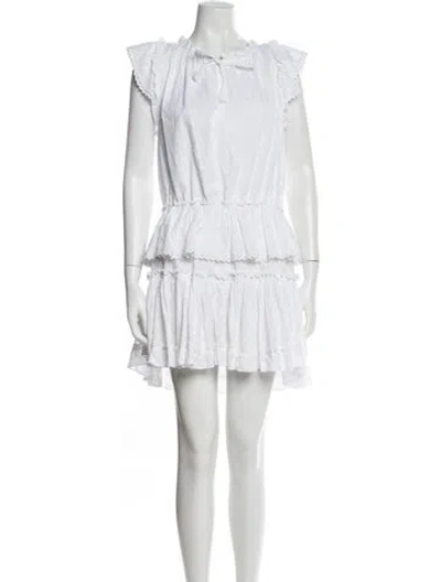 Pre-owned Misa Crew Neck Mini Dress In White