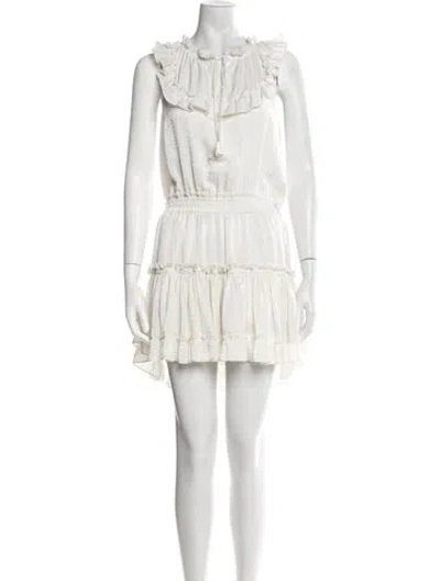 Pre-owned Misa Crew Neck Mini Dress In White