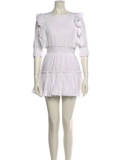 Pre-owned Misa Crew Neck Mini Dress In White