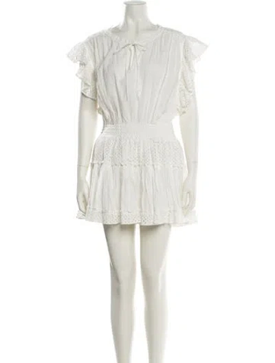 Pre-owned Misa Crew Neck Mini Dress In White