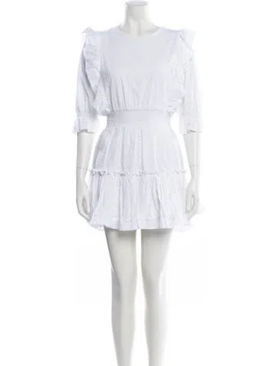 Pre-owned Misa Crew Neck Mini Dress In White