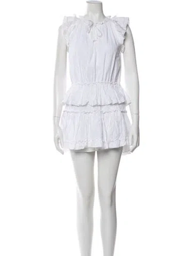 Pre-owned Misa Crew Neck Mini Dress In White