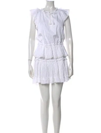 Pre-owned Misa Crew Neck Mini Dress In White
