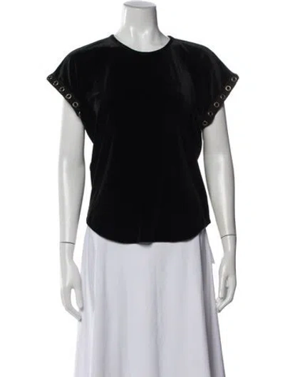 Pre-owned Misa Crew Neck Short Sleeve Top In Black