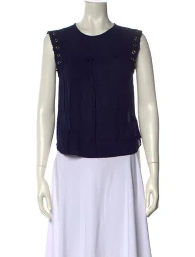 Pre-owned Misa Crew Neck Sleeveless Top In Blue