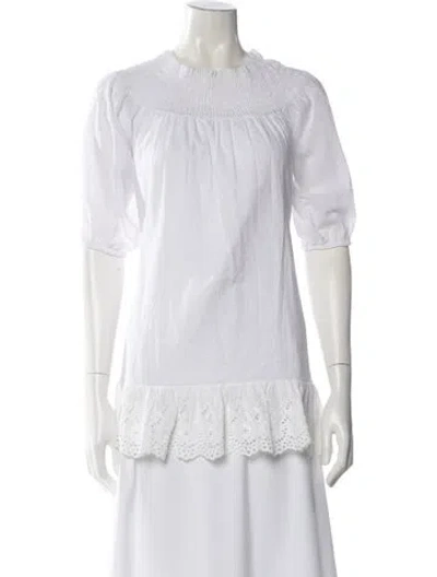 Pre-owned Misa Crew Neck Three-quarter Sleeve Blouse W/ Tags In White