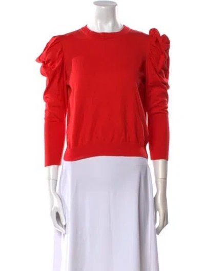 Pre-owned Misa Crew Neck Three-quarter Sleeve Top In Orange