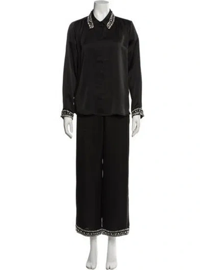 Pre-owned Misa Crystal Embellishments Pant Set In Black