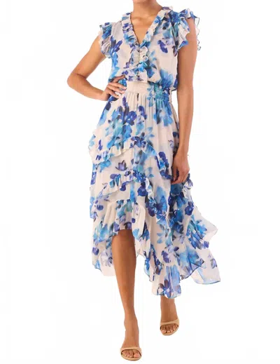 Misa Dakota Dress In Blurred Bouquet In Multi