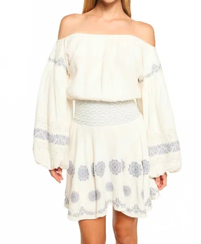 Misa Daliya Dress In Ivory Embroidery In White