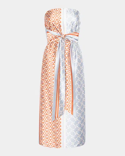 Misa Damalis Strapless Satin Midi Dress